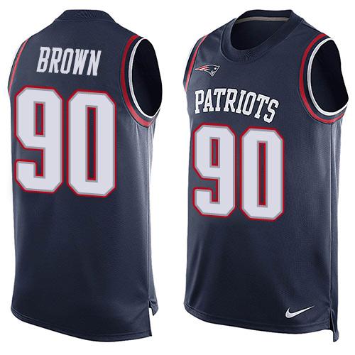 Nike Patriots #90 Malcom Brown Navy Blue Team Color Men's Stitched NFL Limited Tank Top Jersey - Click Image to Close